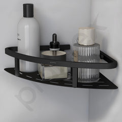 Plantex 304 Stainless Steel Corner/Bathroom Shelf/Kitchen Shelf/Wall Mount - Pack of 2 (Black,9x9 Inches)