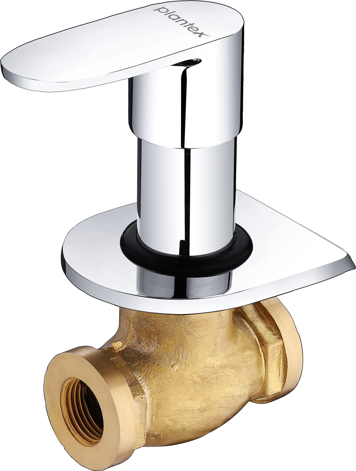 Plantex Pure Brass ORN-206 Angular Concealed Stop Cock/Concealed Stop Valve Tap For Bathroom With Teflon Tape & Adjustable Brass Wall Flange - 15mm (Mirror-Chrome Finish)