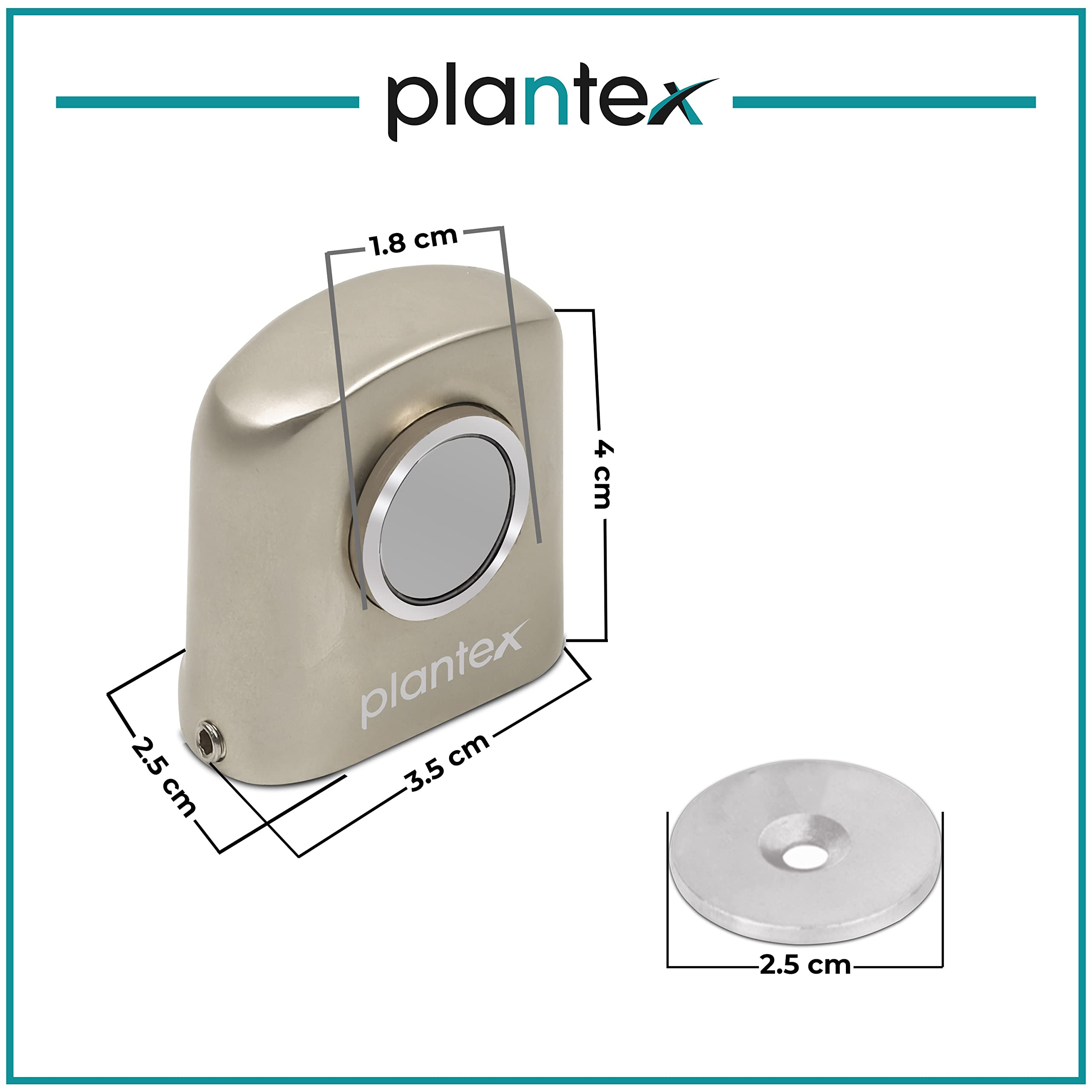 Plantex Heavy Duty Door Magnet Stopper/Door Catch Holder for Home/Office/Hotel, Floor Mounted Soft-Catcher to Hold Wooden/Glass/PVC Door - Pack of 4 (193 - Satin Matt)