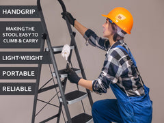 Plantex Ladder for Home-Foldable Steel 6 Step Ladder-Wide Anti Skid Steps (Gray & White)