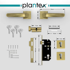 Plantex Door Lock-Fully Brass Main Door Lock with 4 Keys/Mortise Door Lock for Home/Office/Hotel (Sumer-3054, Brass Antique)