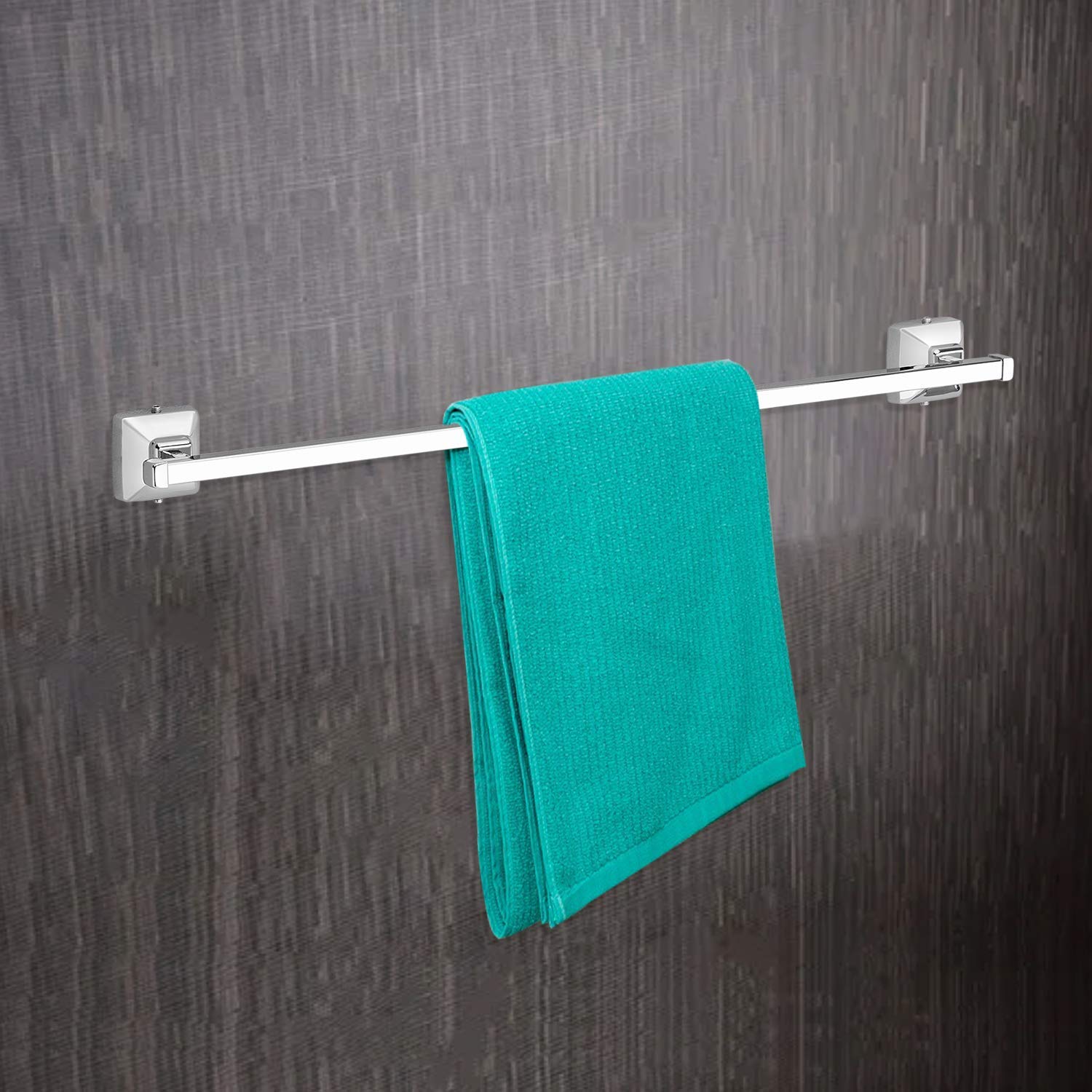 Plantex Stainless Steel 304 Grade Squaro Towel Hanger for Bathroom/Towel Rod/Bar/Bathroom Accessories(24inch-Chrome) - Pack of 3