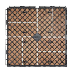 Plantex Tiles for Floor-Interlocking Wooden Tiles/Garden Tile/Quick Flooring Solution for Indoor/Outdoor Deck Tile-Pack of 12 (Merbau Wood,APS-1227)