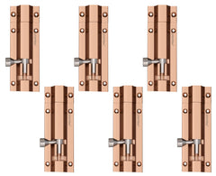 Plantex Heavy Duty 4-inch Joint-Less Tower Bolt for Wooden and PVC Doors for Home Main Door/Bathroom/Windows/Wardrobe - Pack of 6 (704, Rose Gold)