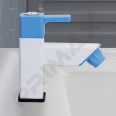 Primax PTMT Single Lever Pillar Cock for Bathroom/Kitchen Sink Tap/Basin Faucet with Plastic Wall Flange - (Blue & White)