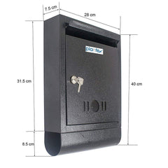 Plantex Metal Wall Mount Letter Box for gate and Wall with Magazine Holder/News Paper Holder/Outdoor Mailboxes with Key Lock (Black)