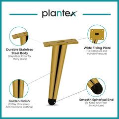 Plantex 304 Grade Stainless Steel 6 inch Sofa Leg/Bed Furniture Leg Pair for Home Furnitures (DTS-54-Gold) – 2 Pcs