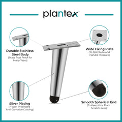 Plantex 304 Grade Stainless Steel 4 inch Sofa Leg/Bed Furniture Leg Pair for Home Furnitures (DTS-54-Chrome) – 6 Pcs