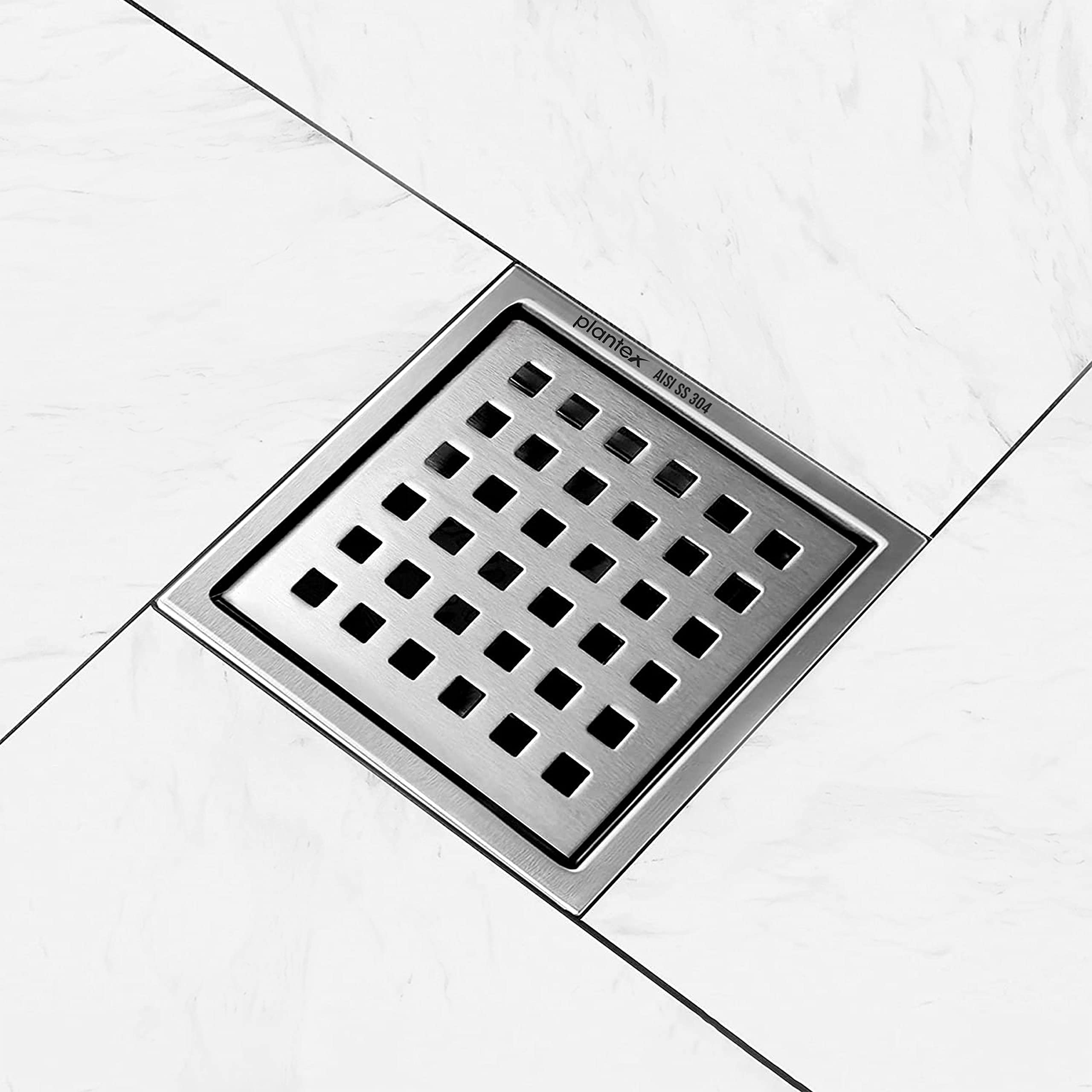 Plantex 304 Grade Stainless Steel Jali/Shower Drain/Floor Trap for Bathroom and Kitchen - (6x6 inches)