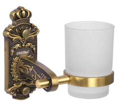 Plantex Antique Aluminium Tumbler Holder/Tooth Brush Holder/Bathroom Accessories (Brass-Antique Finish)