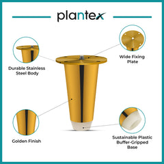 Plantex Heavy Duty Stainless Steel 4 inch Sofa Leg/Bed Furniture Leg Pair for Home Furnitures (DTS-53, Gold) – 8 pcs