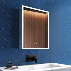 Plantex LED Mirror Cabinet for Bathroom with Defogger and Bluetooth/Bathroom Storage Organizer/Shelf/Bathroom Accessories - 19x27 Inches