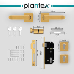 Plantex Heavy Duty Door Lock - Main Door Lock Set with 3 Keys/Mortise Door Lock for Home/Office/Hotel (7110 - Gold Finish)