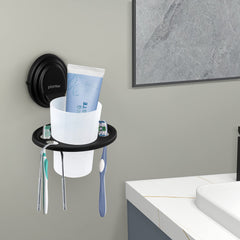 Plantex Cubic Black Tumbler Holder Stand with Spaces for Toothbrush (304 Stainless Steel)