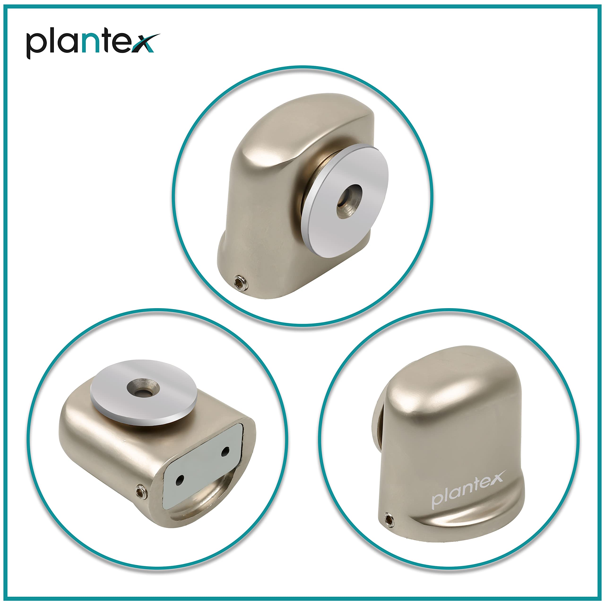 Plantex Heavy Duty Door Magnet Stopper/Door Catch Holder for Home/Office/Hotel, Floor Mounted Soft-Catcher to Hold Wooden/Glass/PVC Door - Pack of 8 (193 - Satin Matt)