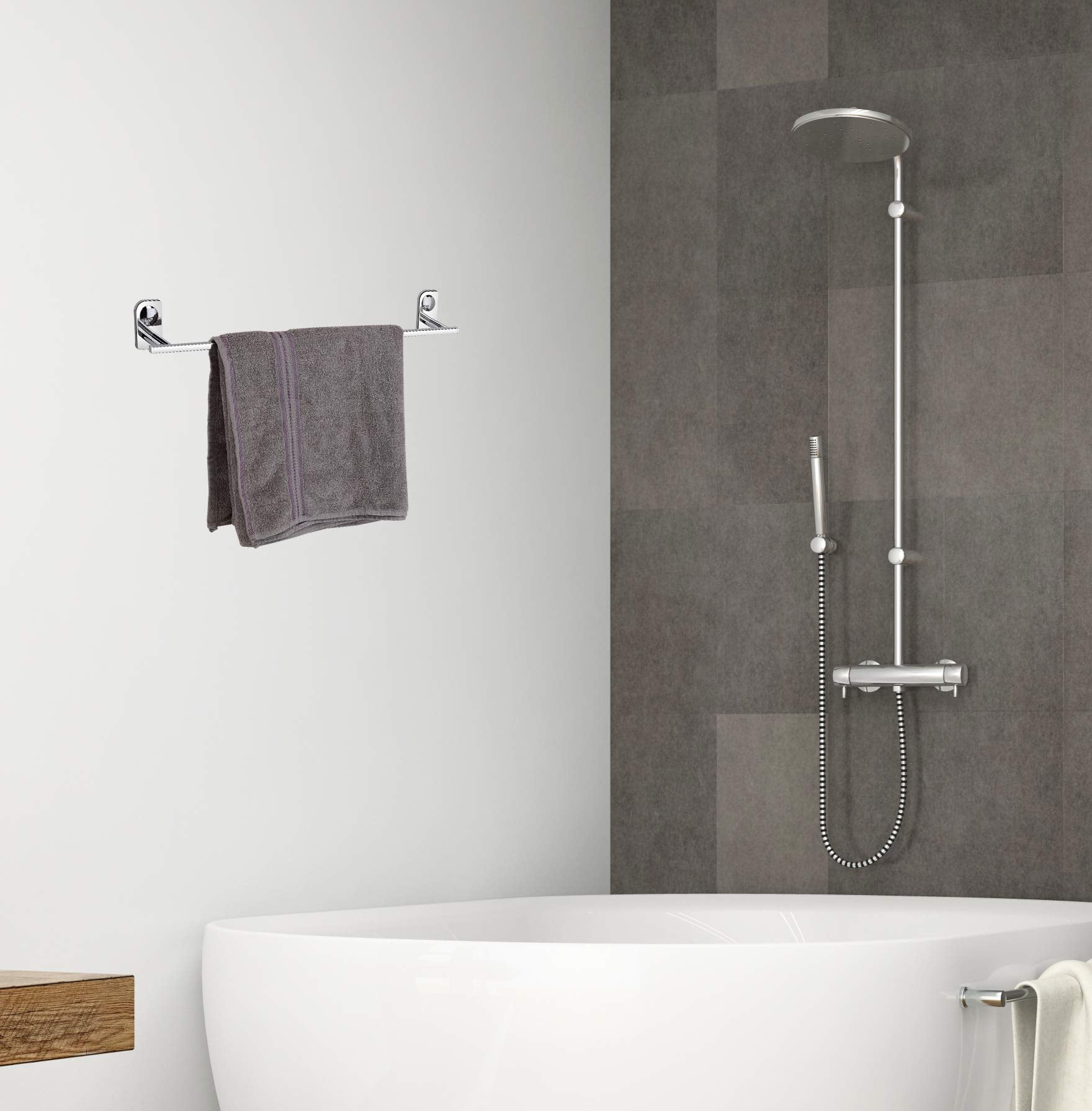 Plantex Dream Stainless Steel Towel Hanger for Bathroom/Towel Rod/Bar/Bathroom Accessories (24-inch/Chrome) - Pack of 2