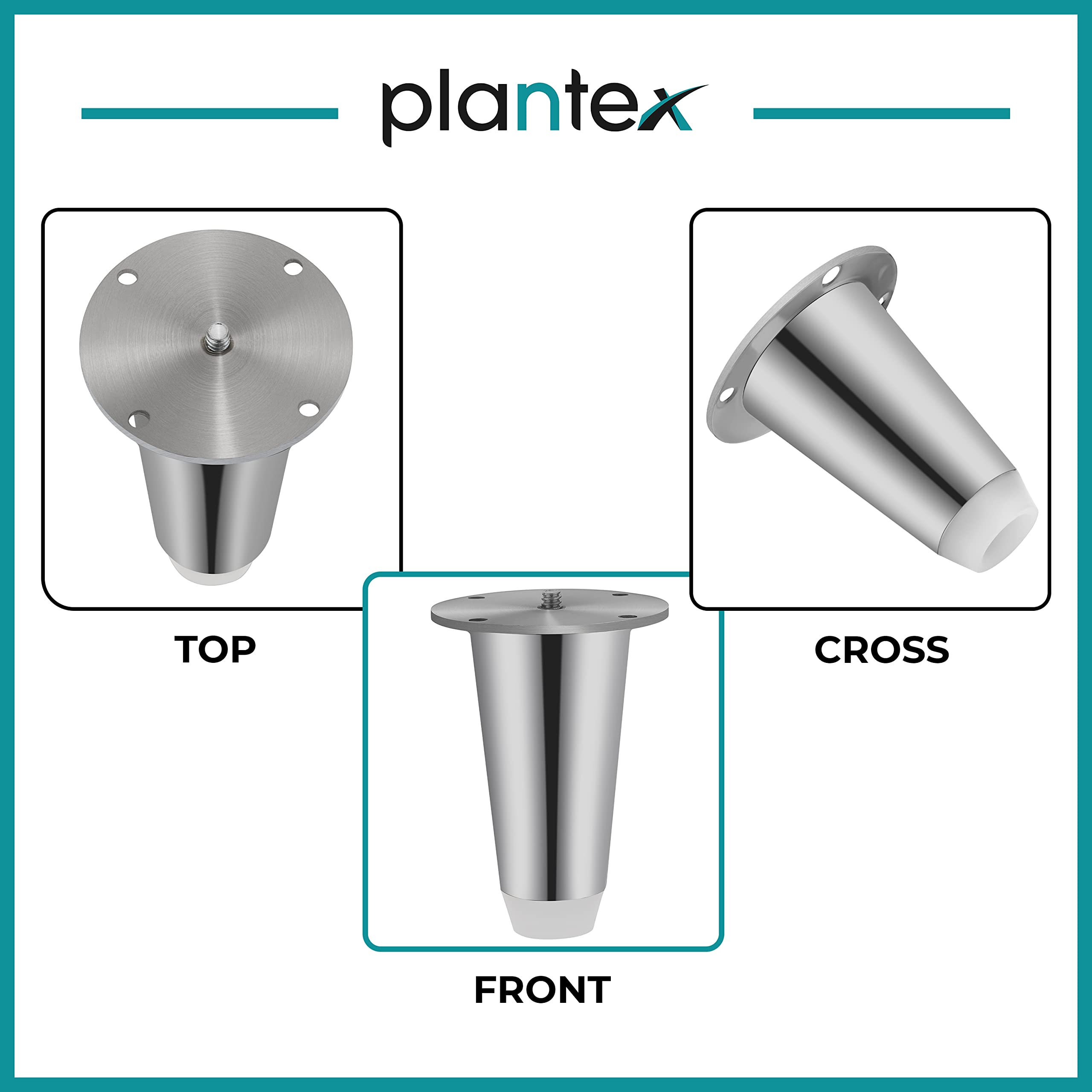 Plantex Heavy Duty Stainless Steel 4 inch Sofa Leg/Bed Furniture Leg Pair for Home Furnitures (DTS-53, Chrome) – 10 pcs