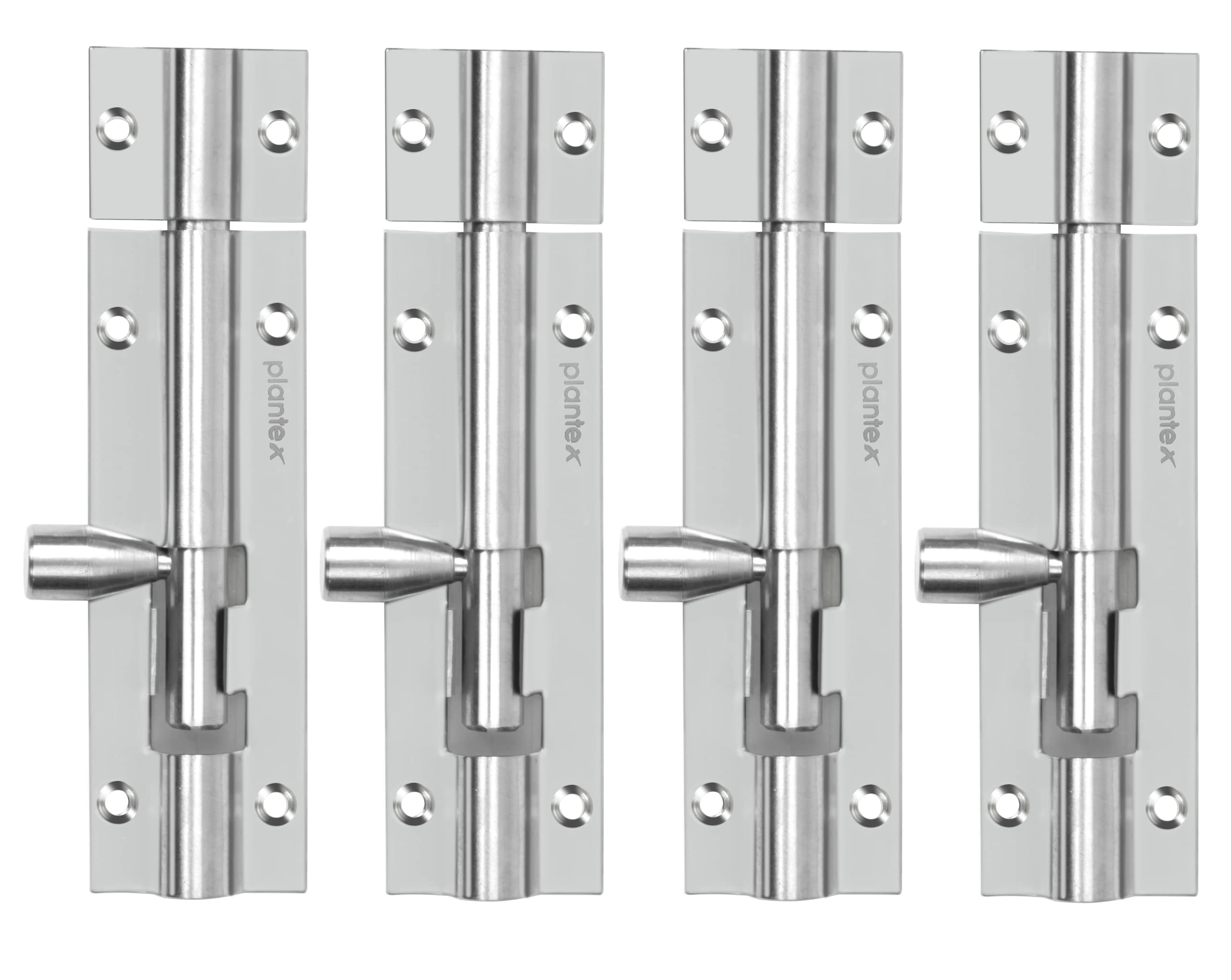 Plantex 4- inches Long Tower Bolt for Door/Windows/Wardrobe - Pack of 4 (Chrome-Silver)