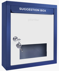 Plantex All in 1 Multipurpose Letter Box/Suggestion Box/Complaint Box/Donation Box with Lock Table Top or Wall Mount (Blue & Ivory)
