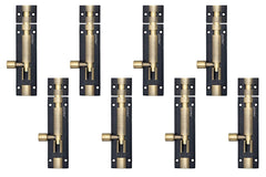 Plantex Heavy Duty 4-inch Joint-Less Tower Bolt for Wooden and PVC Doors for Home Main Door/Bathroom/Windows/Wardrobe - Pack of 8 (703, Brass Antique and Black)