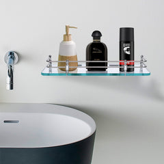 Plantex Premium Transparent Glass Shelf for Bathroom/Kitchen/Living Room - Bathroom Accessories (Polished 15x6 - Pack of 3)