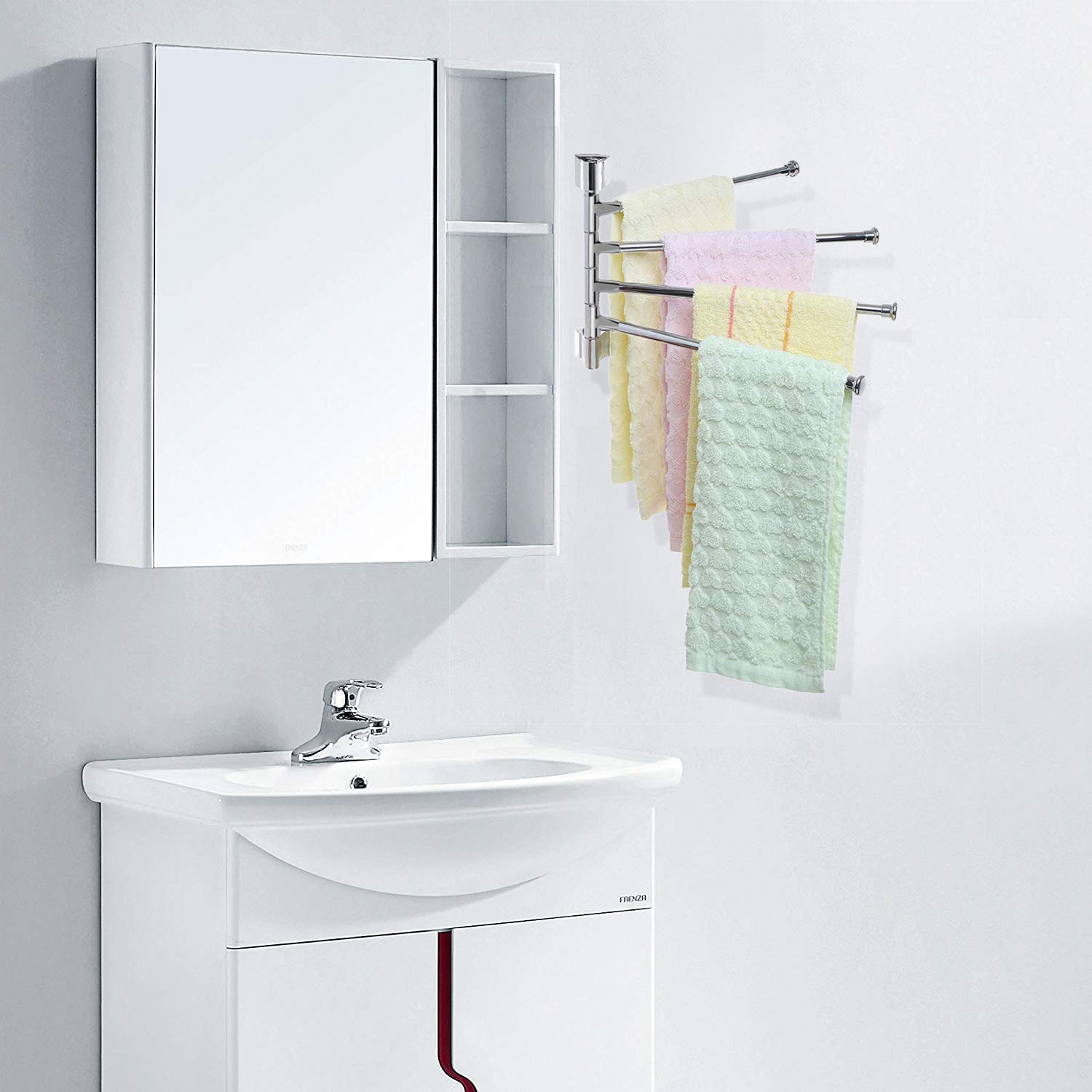 Plantex Stainless Steel 4-Arm Bathroom Swing Hanger Towel Rack / Holder for Bathroom / Towel Stand / Bathroom Accessories