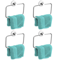 Plantex Stainless Steel Towel Ring for Bathroom/Wash Basin/Napkin-Towel Hanger/Bathroom Accessories (Chrome-Square) - Pack of 3