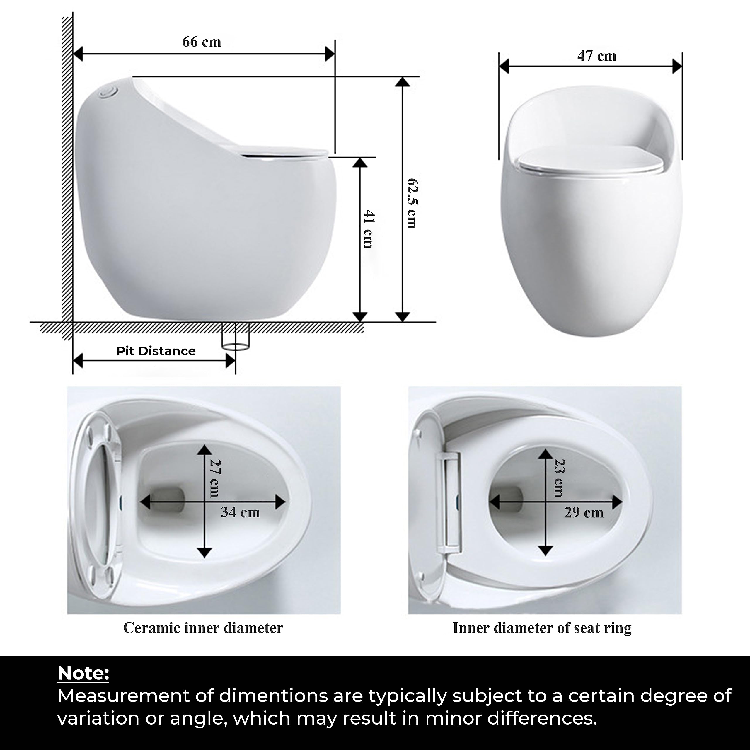 Plantex Platinium Ceramic Rimless One Piece Western Toilet/Water Closet/Commode With Soft Close Toilet Seat - S Trap Outlet (White)
