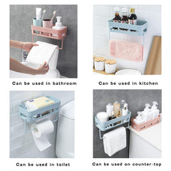 Primax Self Adhesive Bathroom Shelf/Bathroom Organizer Shelf/Wall Mount Bathroom Accessories(White-Pack of 4)