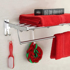 Plantex Eco Stainless Steel Folding Towel Rack/Towel Stand/Hanger Bathroom Accessories/Chrome Finish (24 Inches-Chrome)