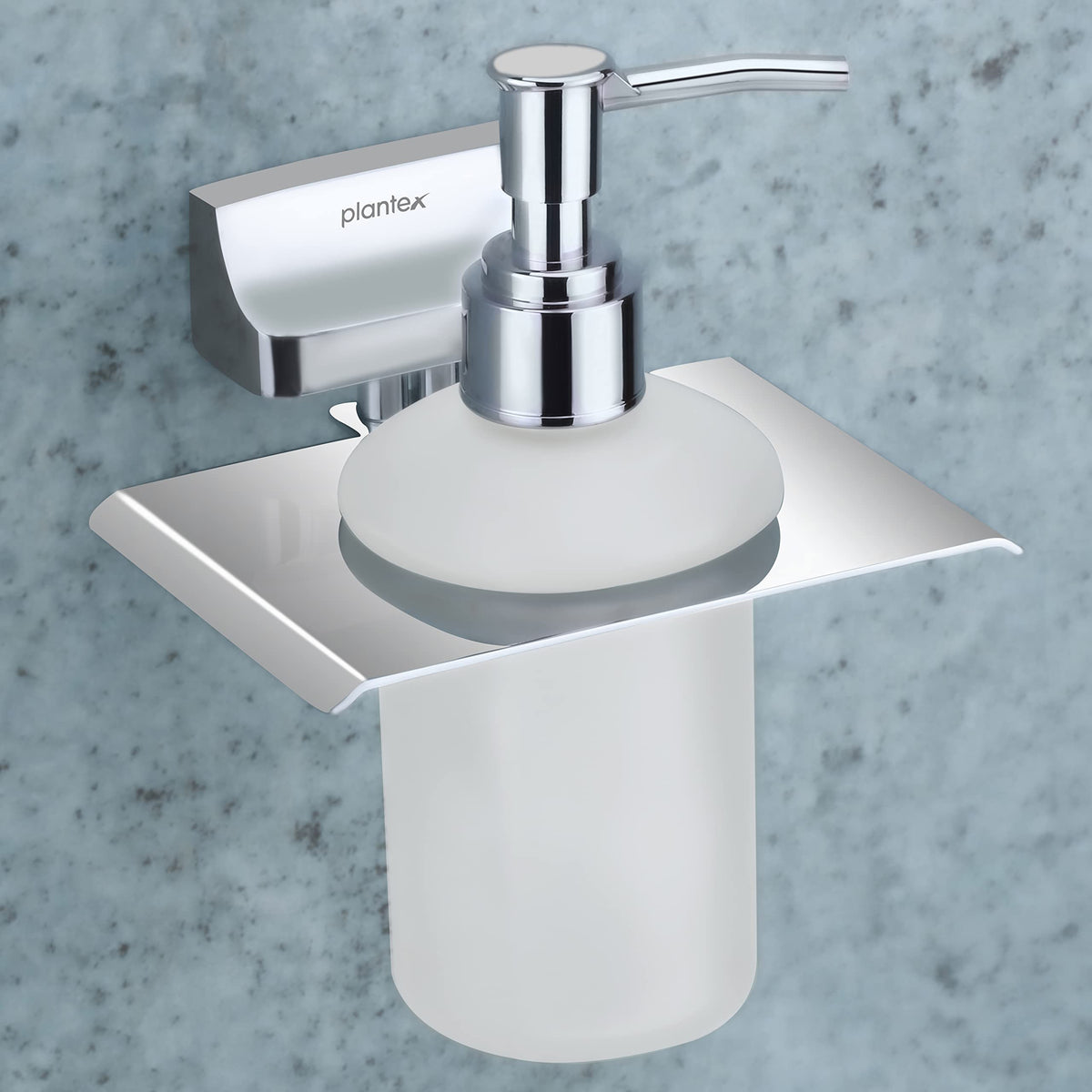 Plantex Rich matt-Silver wash Basin handwash Holder and Dispenser for Liquid soap (Fully Brass)