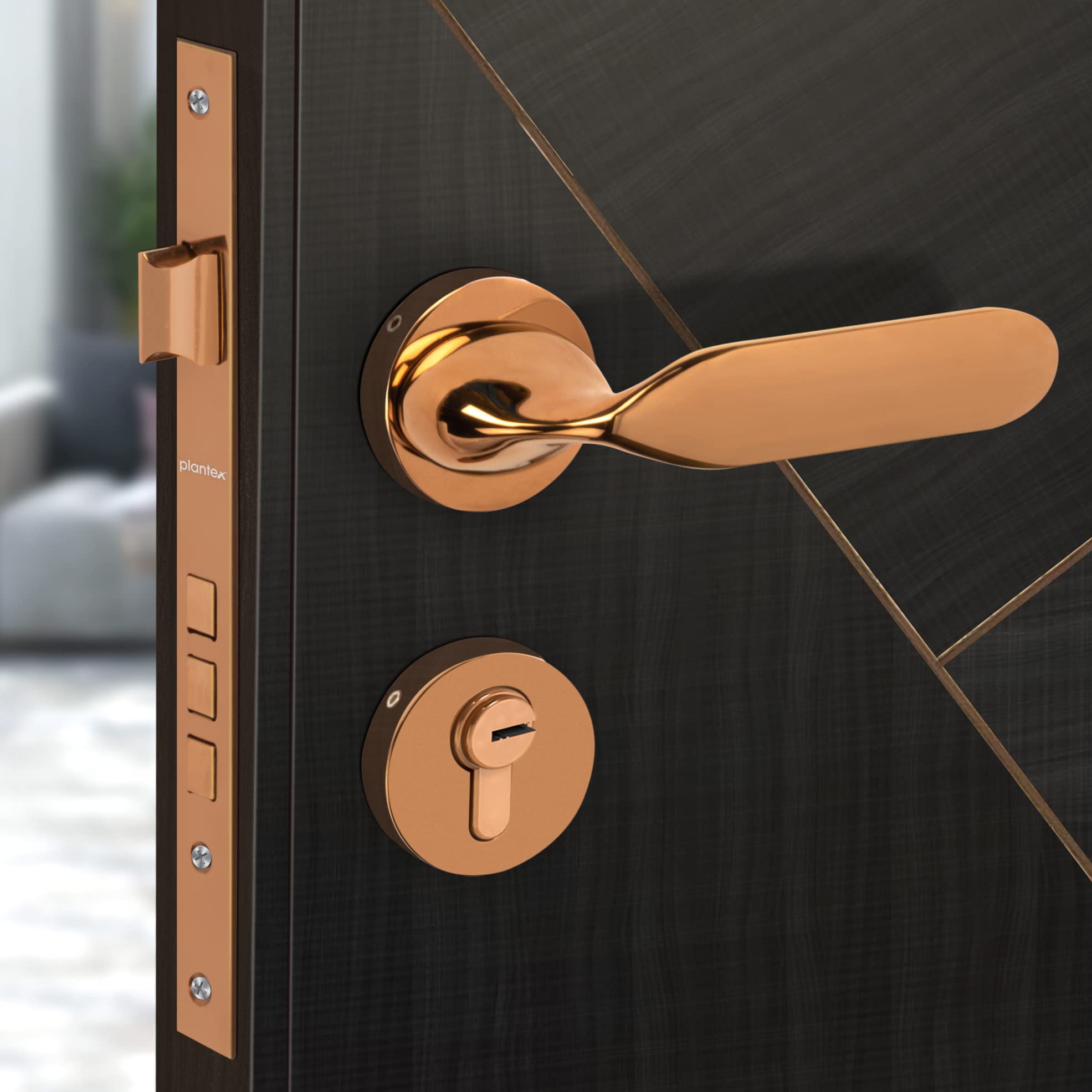 Plantex Heavy Duty Door Lock - Main Door Lock Set with 3 Keys/Mortisec Door Lock for Home/Office/Hotel (7106 - PVD Choco)