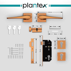 Plantex Heavy Duty Door Lock - Main Door Lock Set with 3 Keys/Mortise Door Lock for Home/Office/Hotel (7101 - PVD Choco)