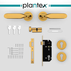 Plantex Heavy Duty Door Lock - Main Door Lock Set with 3 Keys/Mortise Door Lock for Home/Office/Hotel (7106 - Gold)