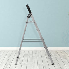 Plantex Wonder Aluminium Step Folding Ladder 5 Step for Home with Advanced Locking System - 5 Step Ladder (Silver & Black)