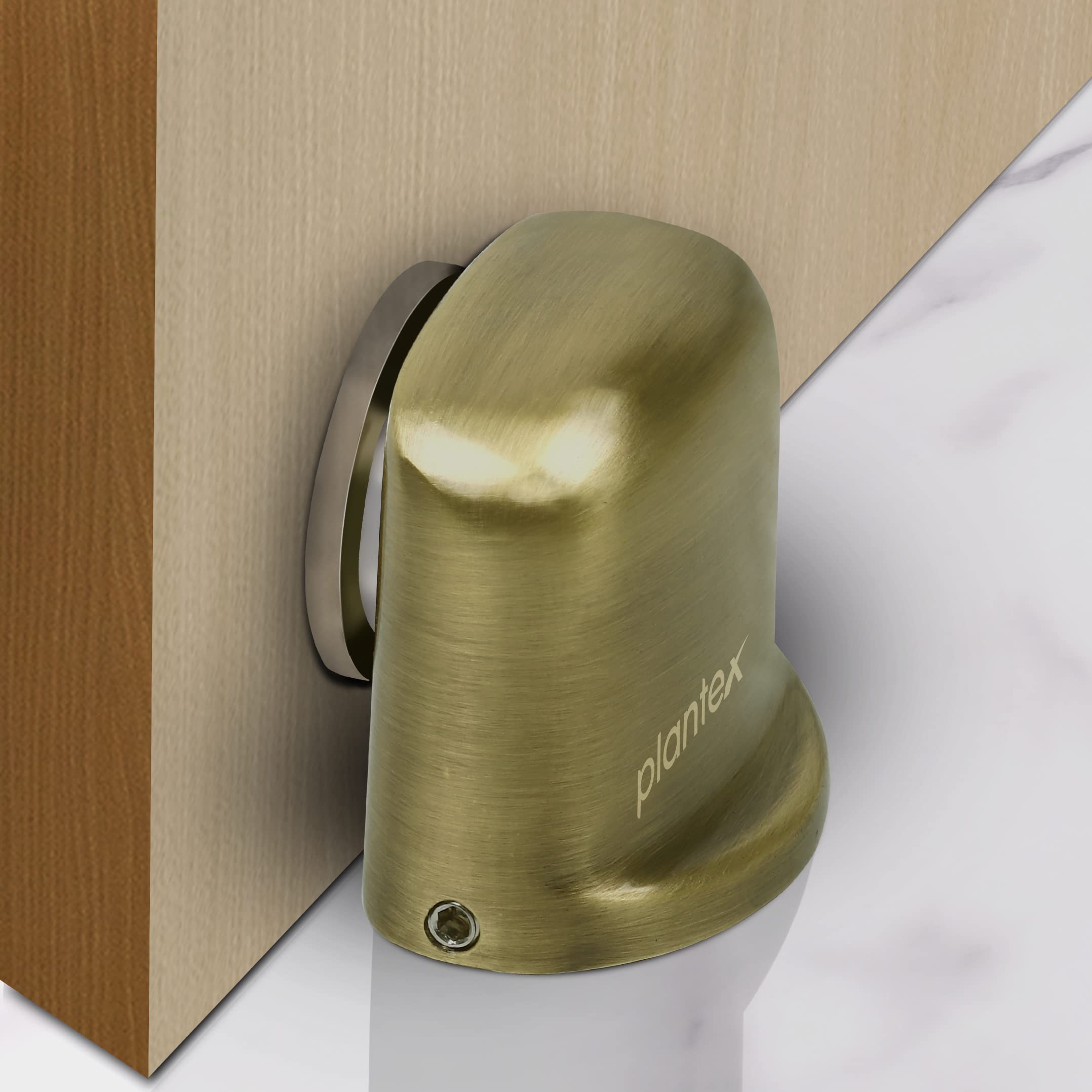 Plantex Heavy Duty Door Magnet Stopper/Door Catch Holder for Home/Office/Hotel, Floor Mounted Soft-Catcher to Hold Wooden/Glass/PVC Door - Pack of 8 (193 - Brass Antique)