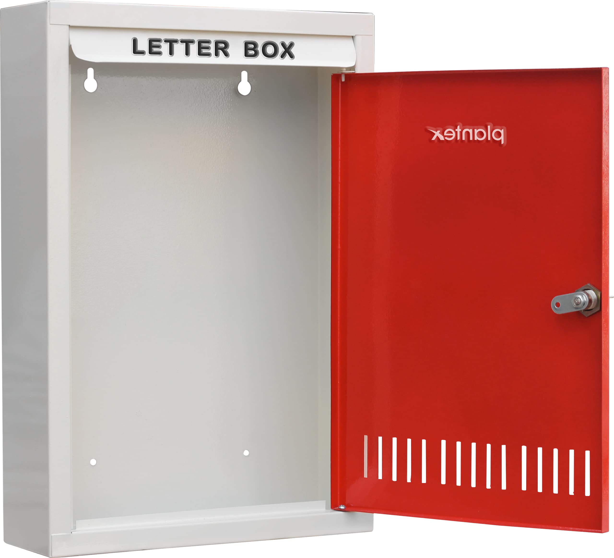 Plantex GI Metal Large Size Letter Box/Mail Box for Home/gate and Wall with Key Lock (Red & Ivory)