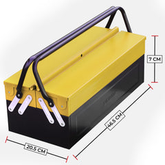 Plantex High Grade Metal Tool Box for Tools/Tool Kit Box for Home and Garage/Tool Box Without Tools-3 Compartment (Yellow & Black)