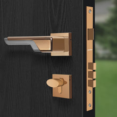 Plantex Door Lock 7093 7 Inch Handle Lock for Door 3 Keys/Mortise Lock for Home Office Hotel (PVD Choco & Satin Black Matt)