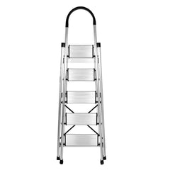 Plantex Premium Folding Aluminium Ladder for Home Use/Wide Anti Skid Step Ladder(Anodize-Silver) (Aluminum, 5 Step)