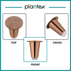 Plantex Heavy Duty Stainless Steel 3 inch Sofa Leg/Bed Furniture Leg Pair for Home Furnitures (DTS-53, Rose Gold) – 6 Pcs