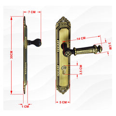 Plantex Door Lock 596 7 Inch Handle Lock for Door 3 Keys/Mortise Lock for Home Office Hotel (Brass Antique)