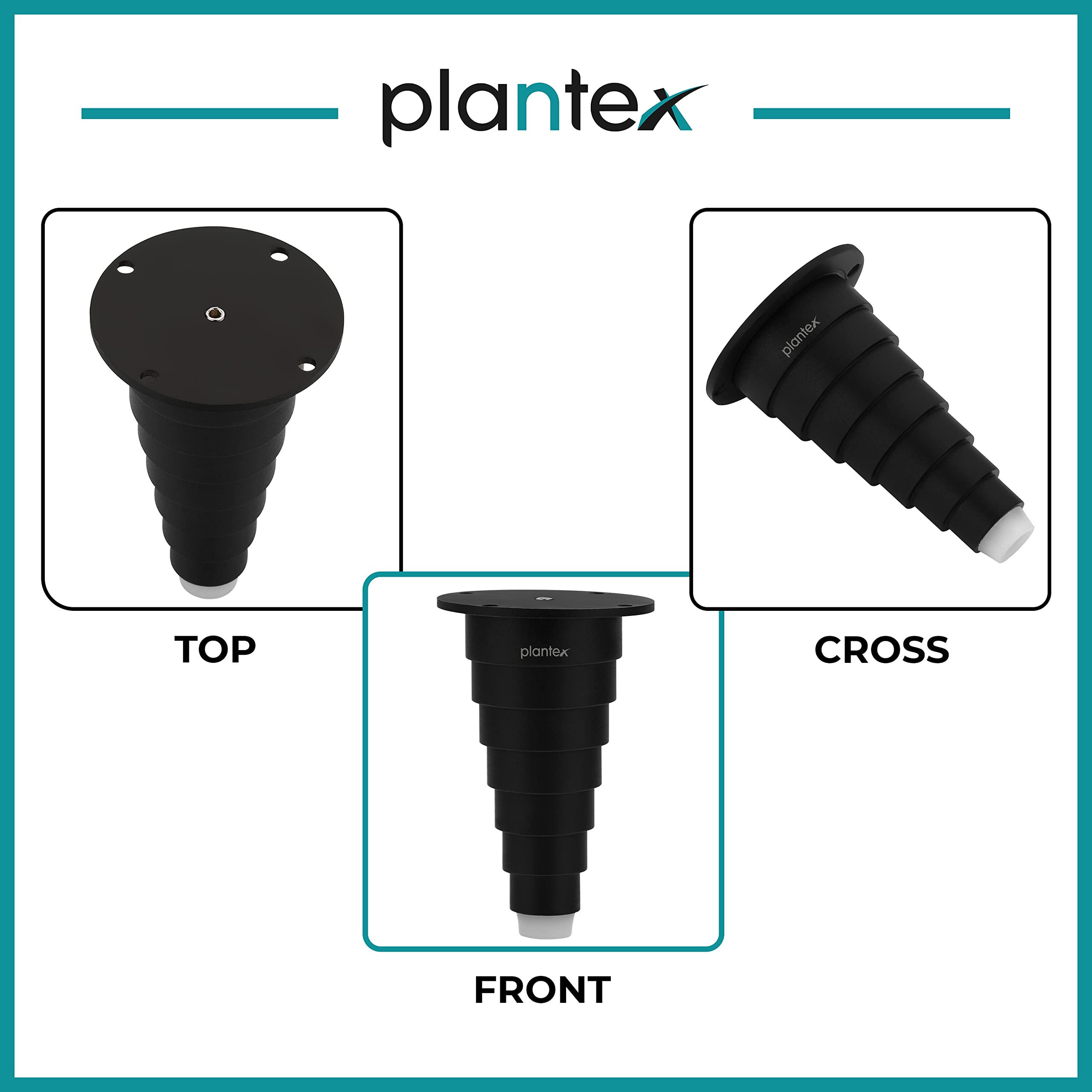 Plantex Aluminum 4 inch Sofa Leg/Bed Furniture Leg Pair for Home Furnitures (DTS-66-Black) – 8 Pcs