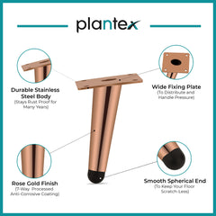 Plantex 304 Grade Stainless Steel 4 inch Sofa Leg/Bed Furniture Leg Pair for Home Furnitures (DTS-54-Rose Gold) – 10 Pcs