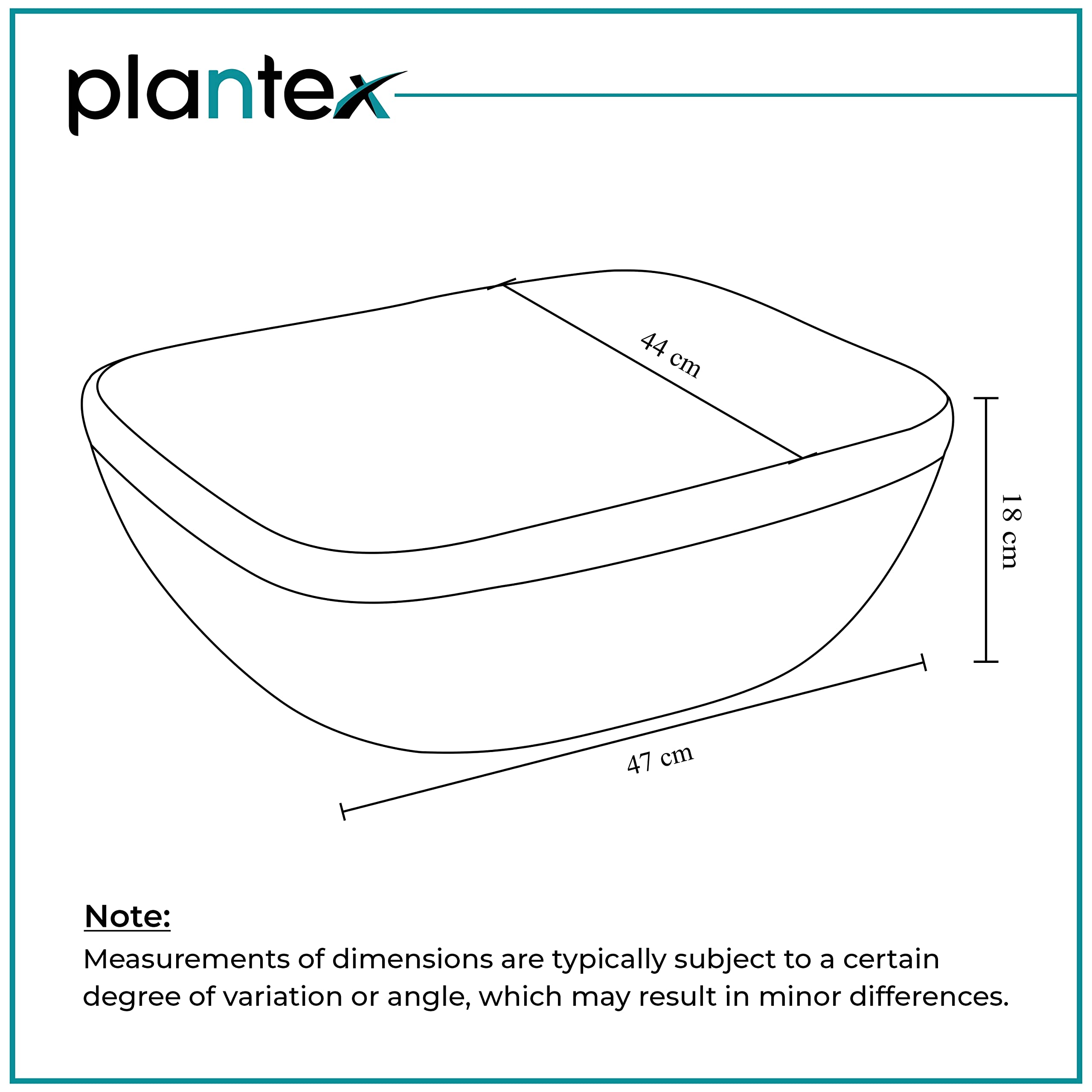 Plantex Platinium Tabletop Ceramic Rectangular Wash Basin/Countertop Bathroom Sink (White, 18.5 x 16.5 x 7 Inch)