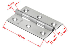 Plantex Heavy Duty Stainless Steel Door Butt Hinges 3 inch x 16 Gauge/1.5 mm Thickness Home/ Office/ Hotel for Main Door/ Wooden/ Bedroom/ Kitchen - Pack of 6 (Satin Matt )