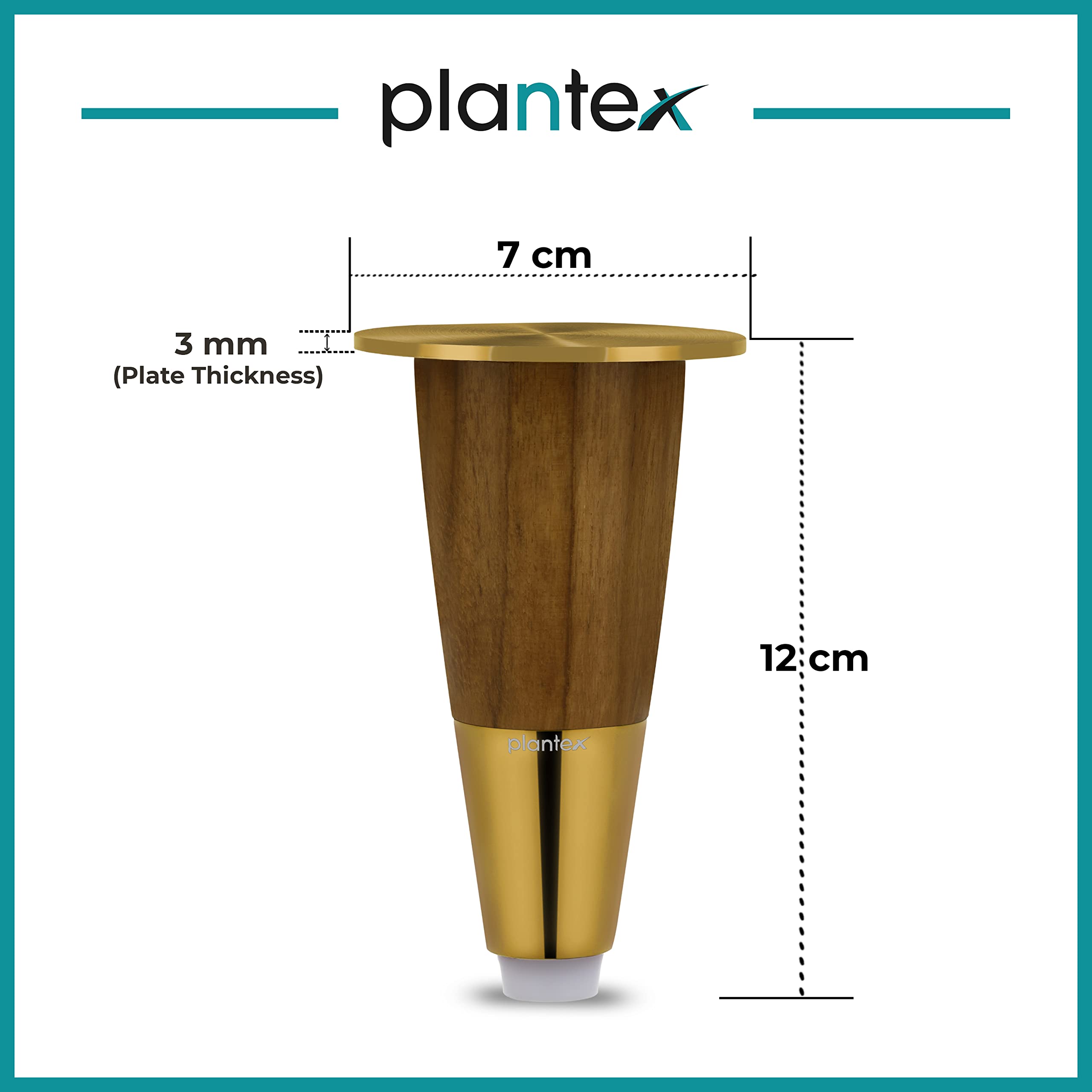 Plantex Stainless Steel and Wood 4 inch Sofa Leg/Bed Furniture Leg Pair for Home Furnitures (DTS-55-PVD Gold) – 6 Pcs