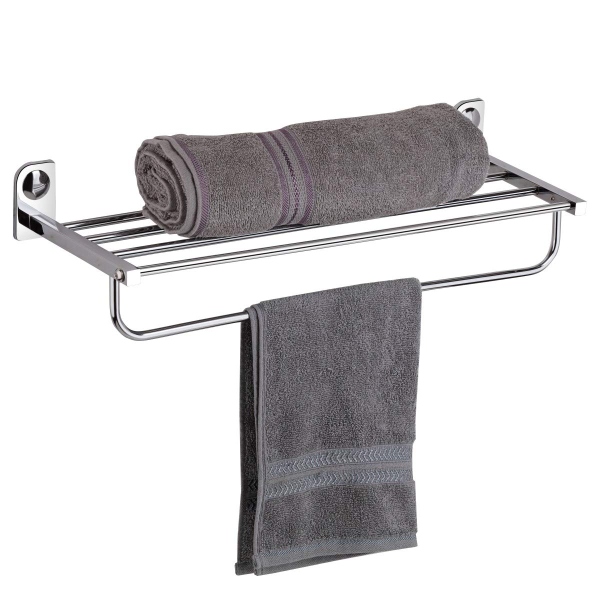 Plantex Dream Stainless Steel Towel Rack for Bathroom/Towel Stand/Towel Hanger/Bathroom Accessories (24 Inch-Chrome) - Pack of 4