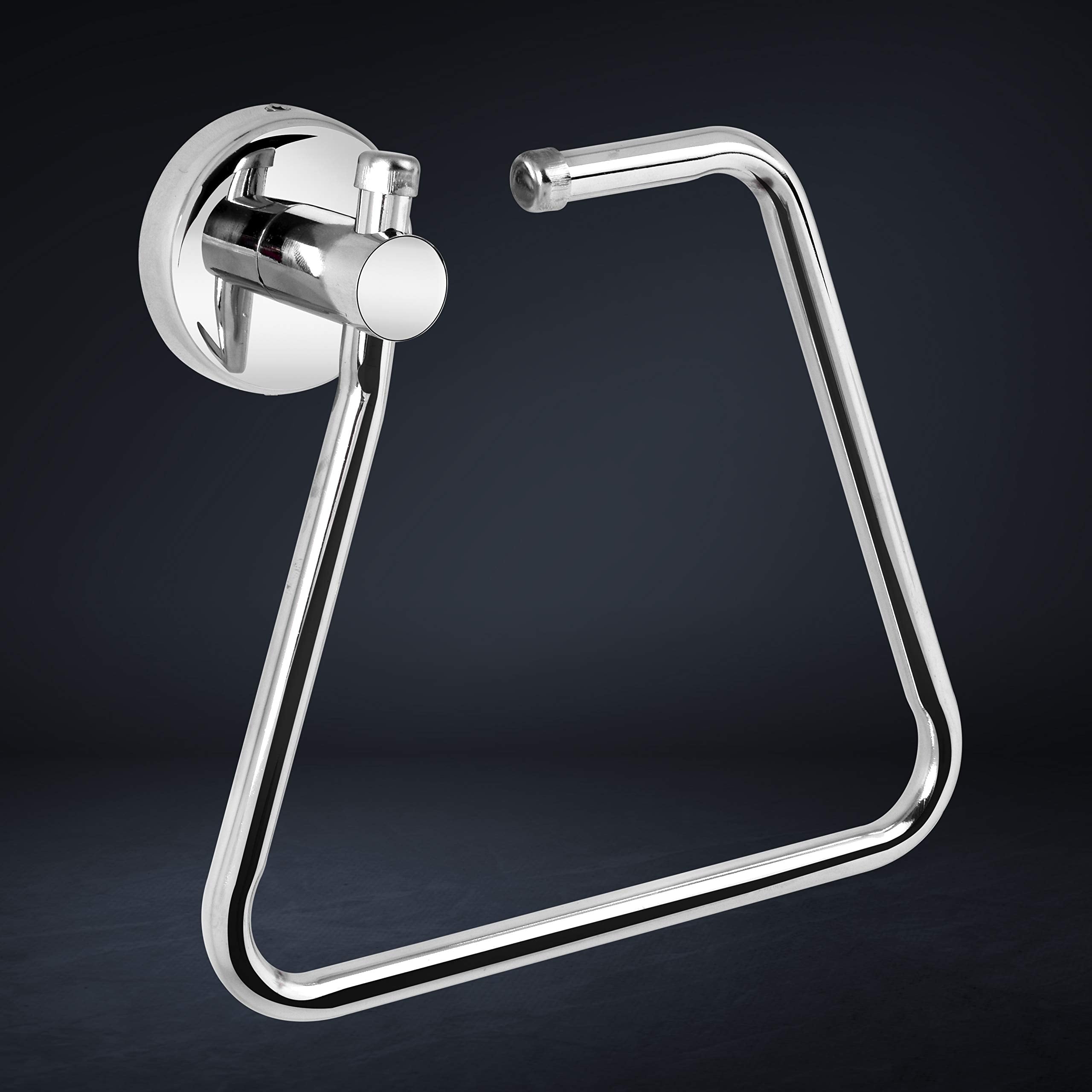 Plantex Stainless Steel Towel Ring for Bathroom/ Napkin-Towel Hanger/Wash Basin/Bathroom Accessories - (Chrome-Rectangle) - Pack of 2