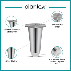 Plantex Heavy Duty Stainless Steel 4 inch Sofa Leg/Bed Furniture Leg Pair for Home Furnitures (DTS-53, Chrome) – 6 pcs